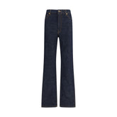 Blue Cotton High-Waisted Jean